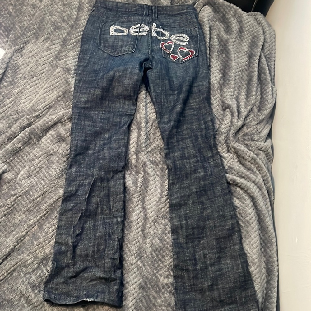 Bebe rhinestones with hearts jeans